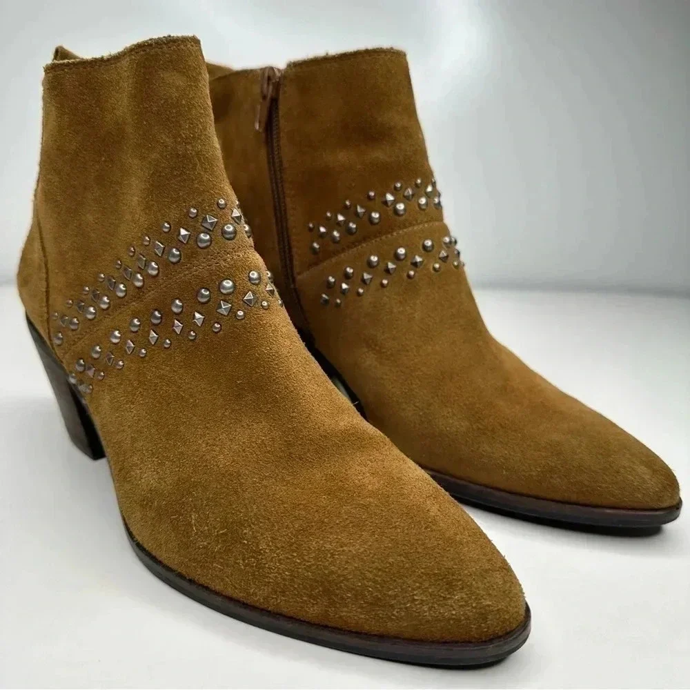 Lucky Brand Tapenade Suede Latinia  Studded Ankle Booties Size 6.5